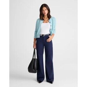 MADEWELL Tall Wide-Leg Pant Garment Dyed Twill 29T Midnight Navy Blue NWT B49